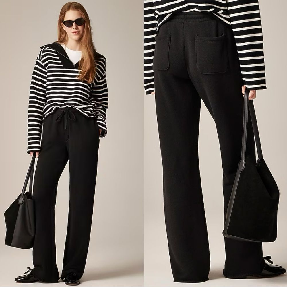 NWT J CREW Heritage terry wide-leg sweatpant in black